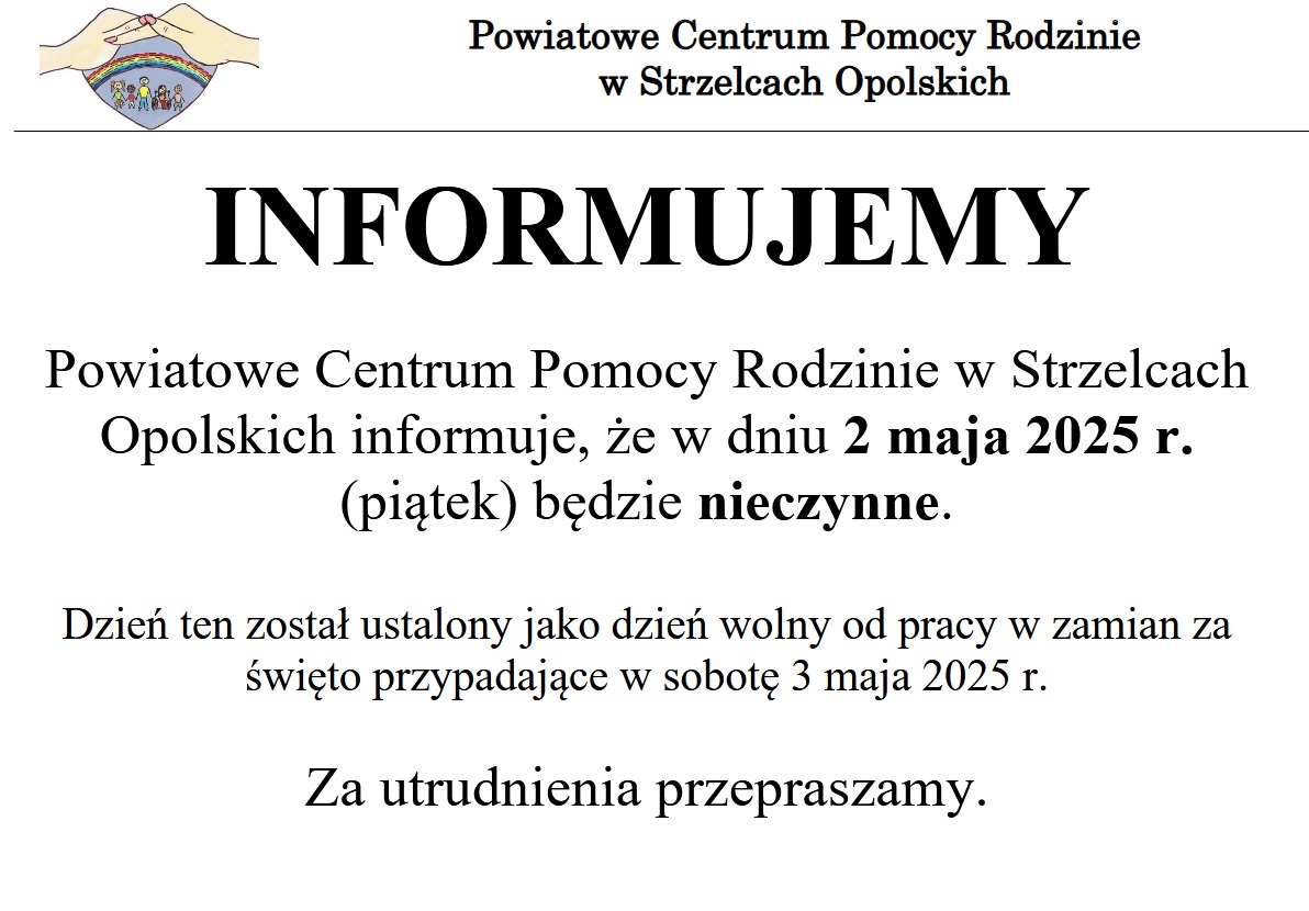 INFORMACJA PCPR 2.05.2025